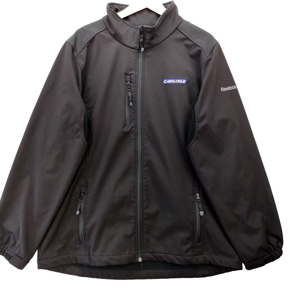 Reebok Soft Shell Jacket Mens 2XL Black Full Zip Performance Stretch Golf Coat